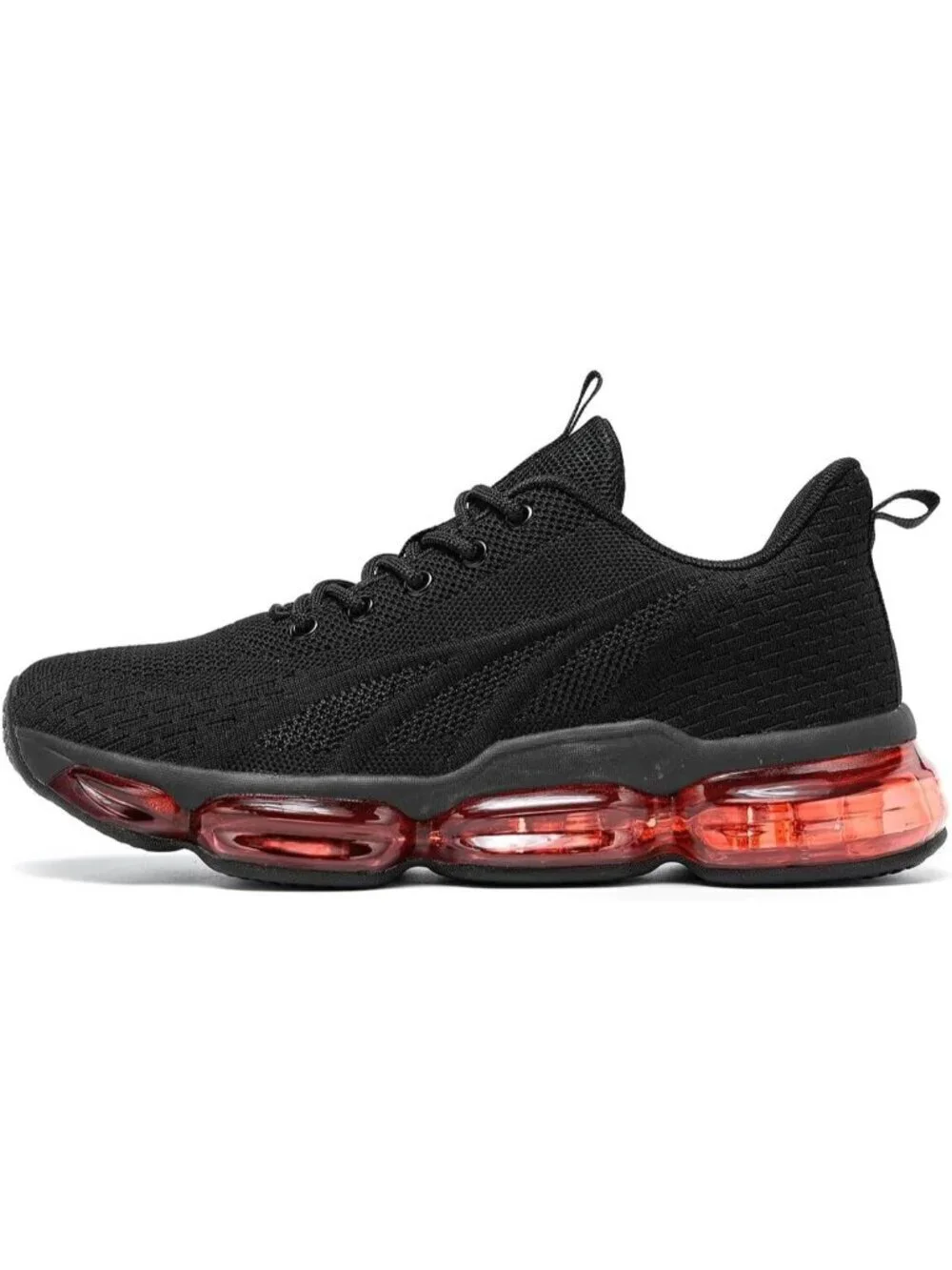 Men's Black Red Walking Running Shoes Breathable Fashion Tennis Casual Sneakers